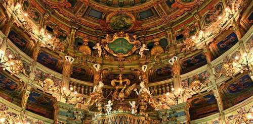 The elaborately decorated Opera House in Bayreuth, Germany, built in 1748, was spared during World War II, thus also saving the synagogue next door. Photo courtesy of Bayreuth Tourism and Marketing.
