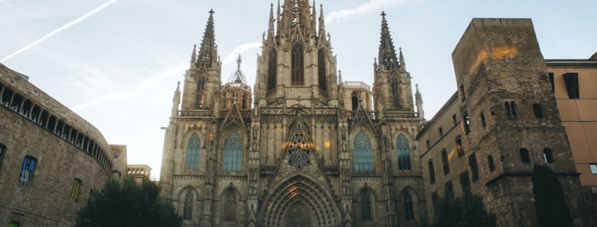 Spain, Barcelona, view to Barcelona Cathedral in the Gothic Quarter