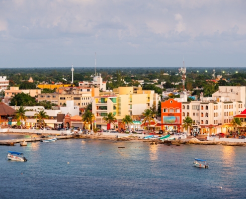 Cozumel, Mexico Coastal Town Skyline