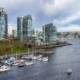 Aerial View of Vancouver Downtown City in False Creek, British Columbia, Canada